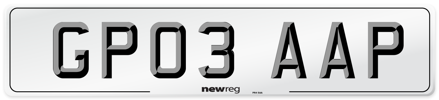 GP03 AAP Number Plate from New Reg
